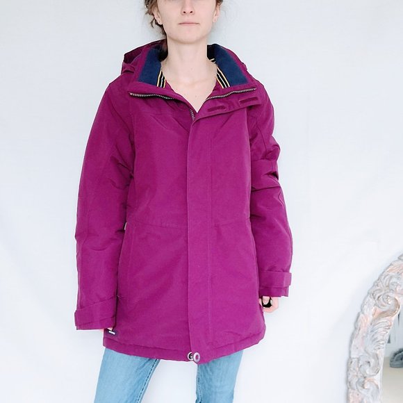 Lands' End Squall Plum Purple Full Zip Hooded Outerwear Rain Jacket Womens Small - Picture 1 of 16